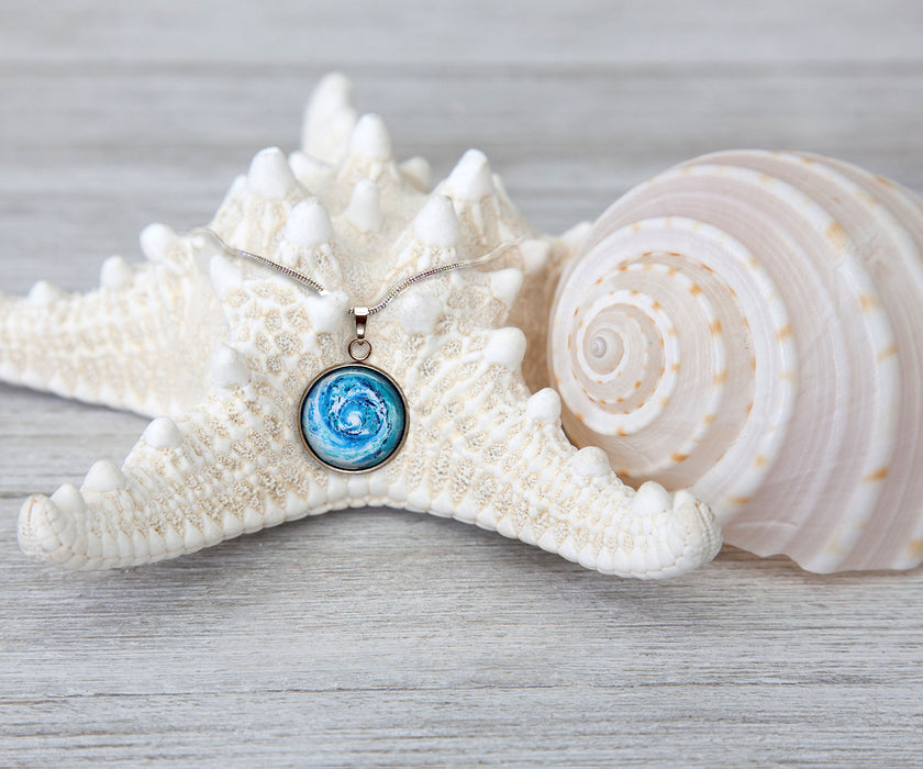 Wave Large Circle Necklace | Handmade Beach Jewelry