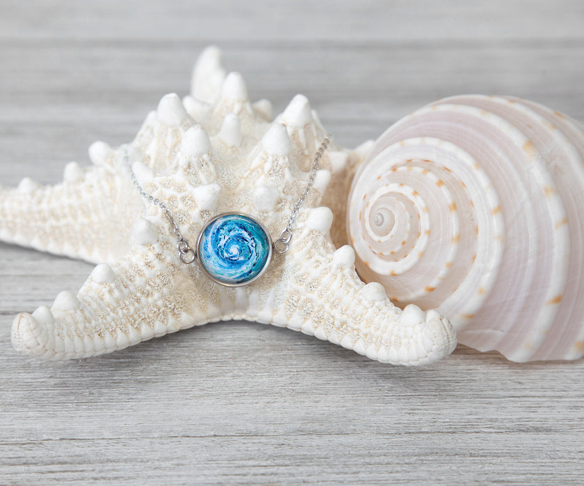 Wave Large Circle Necklace | Handmade Beach Jewelry