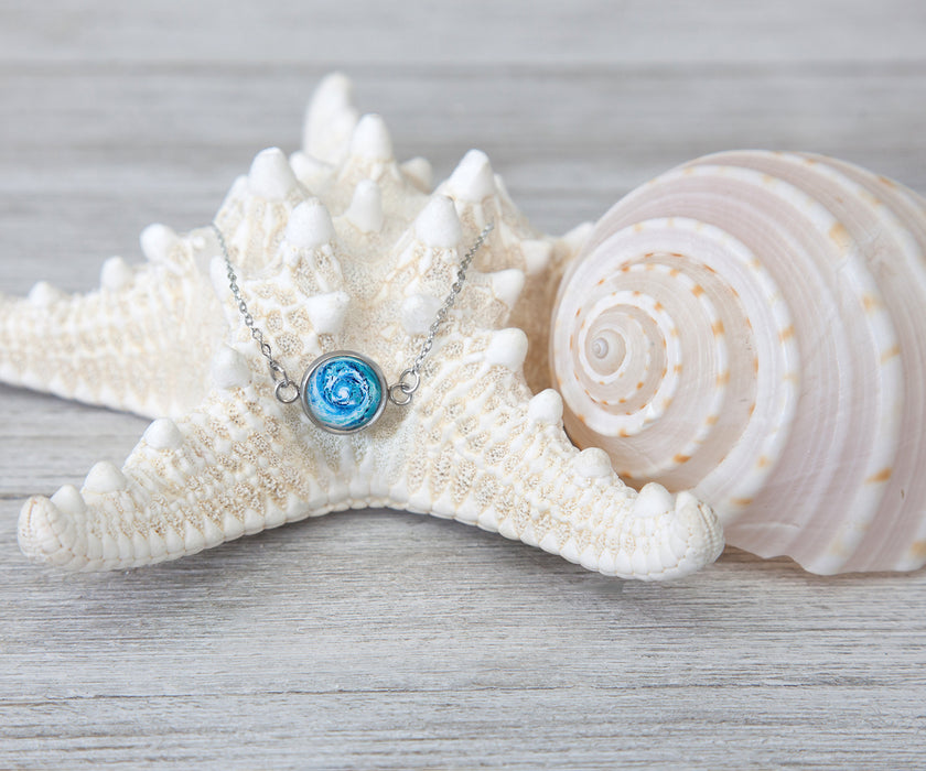 Wave Small Circle Necklace | Handmade Beach Jewelry