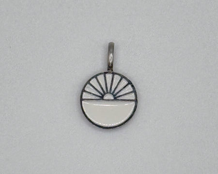 Stainless steel white enamel sunset sunrise charm