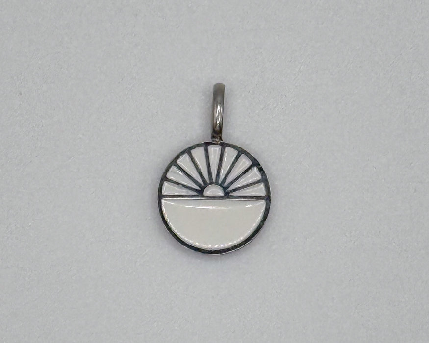 Stainless steel white enamel sunset sunrise charm