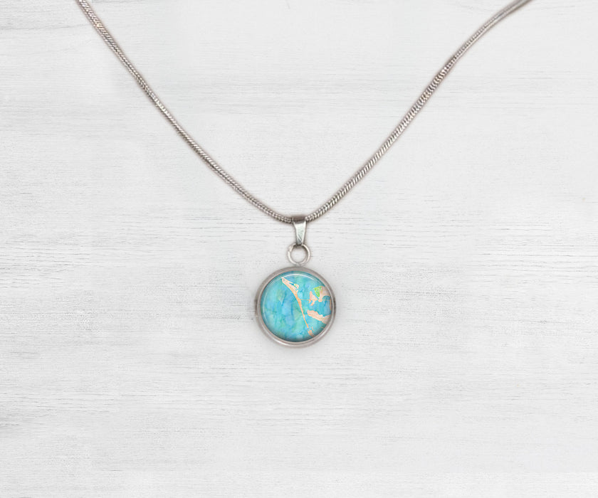 Anna Maria Island Watercolor Small Circle Necklace