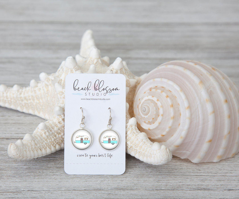 Happy Camper Small Dangle Earrings | Handmade Beach Jewelry