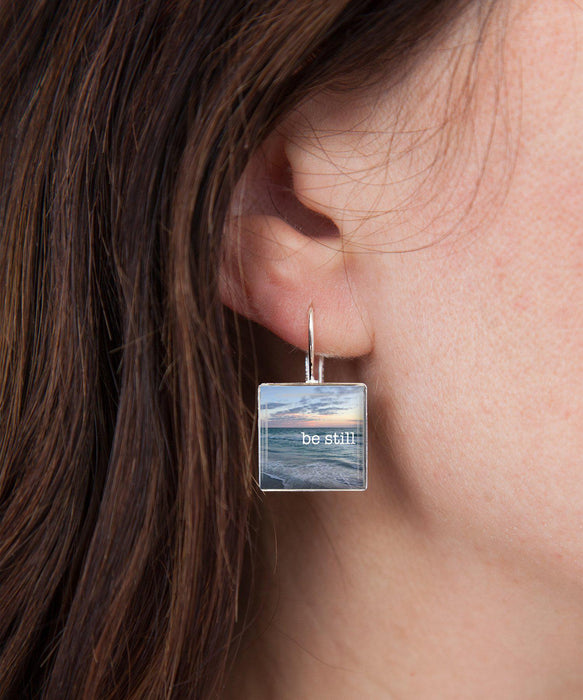 Be Still Square Dangle Earrings | Handmade Earrings | Beach Jewelry