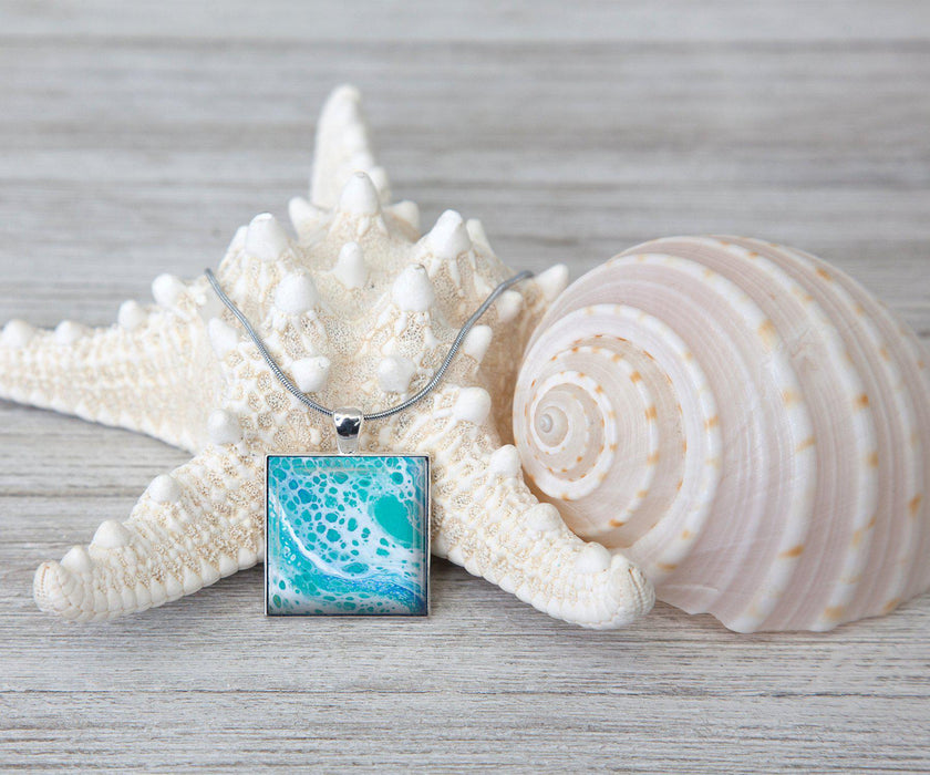 Tranquil Waters Square Necklace | Beach Jewelry | Handmade