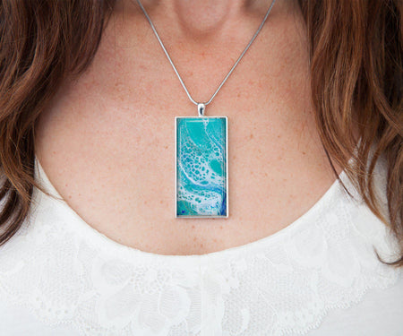 Tranquil Waters Rectangle Abstract Necklace