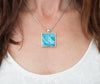 Tranquil Waters Square Necklace | Beach Jewelry  on model
