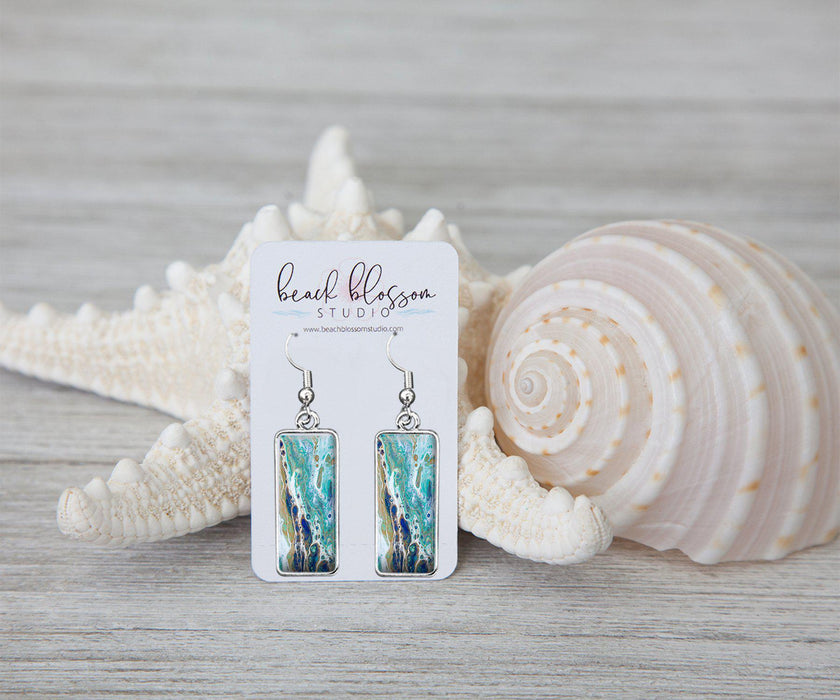 Sapphire Shores Rectangle Earrings | Handmade Earrings | Beach Jewelry