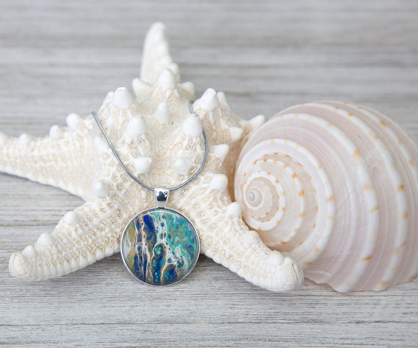 Sapphire Shores Circle Necklace | Beach Jewelry | Handmade