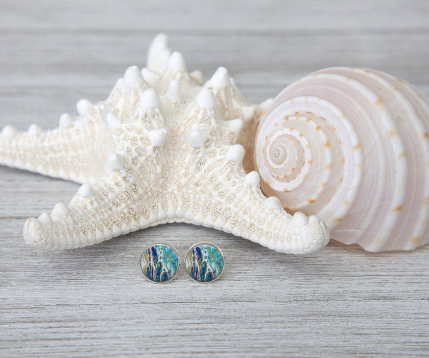 Sapphire Shores Stud Earrings | Handmade Earrings | Beach Jewelry