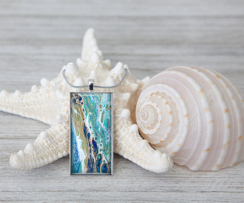 Sapphire Shores Rectangle Necklace | Beach jewelry | Handmade