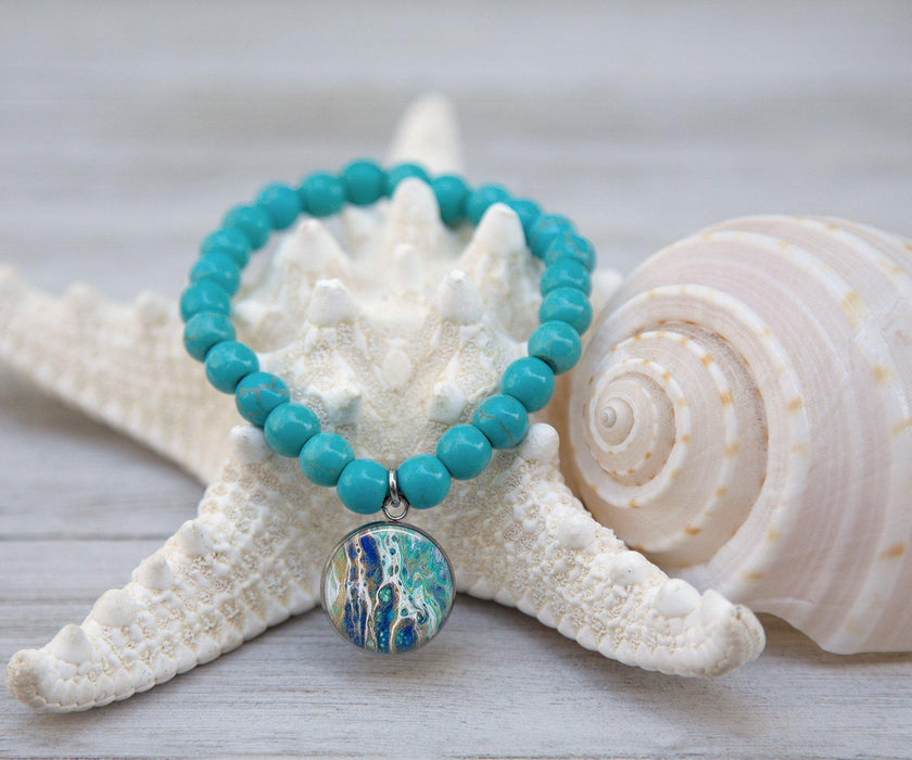 Sapphire Shores Turquoise Beaded Bracelet | Handmade Beach Jewelry