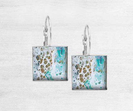 abstract square dangle earrings