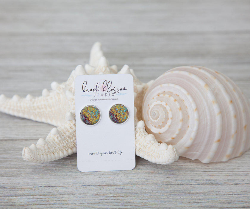 Amber Waves Stud Earrings | Handmade Beach Jewelry