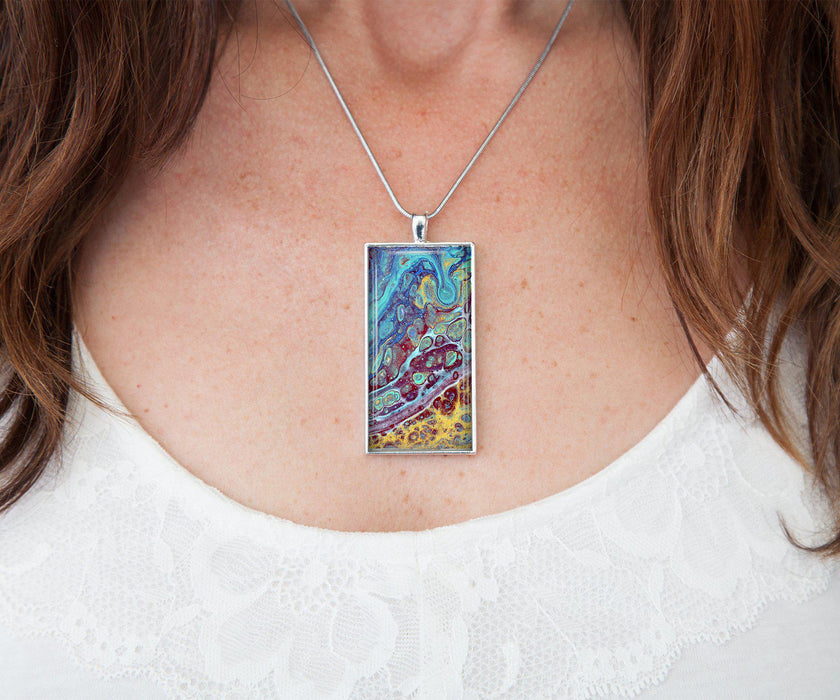Coral Reef Rectangle Necklace on model