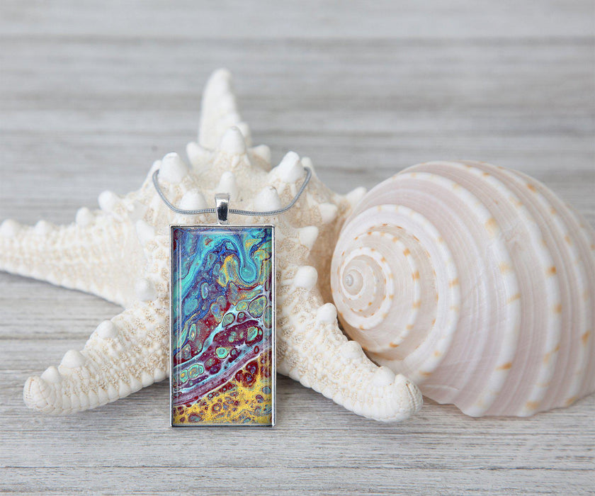 Coral Reef Rectangle Necklace | Handmade Beach Jewelry