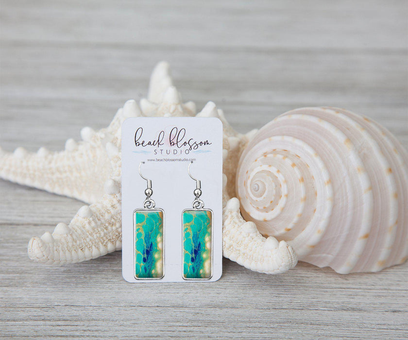 Seaside Glow Rectangle Earrings | Handmade Beach Jewelry