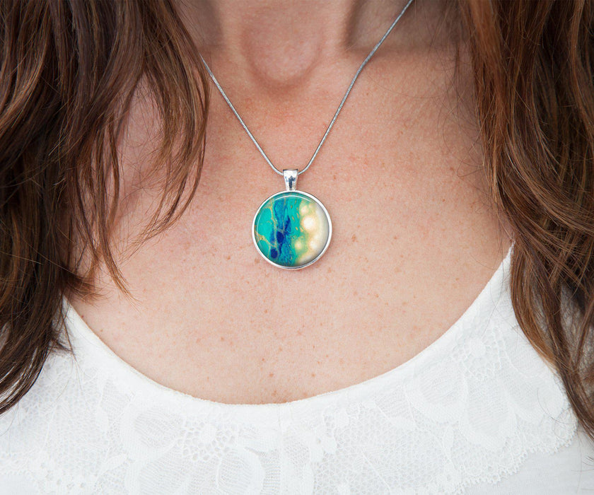 Seaside Glow Circle Necklace | Beach Jewelry | Handmade