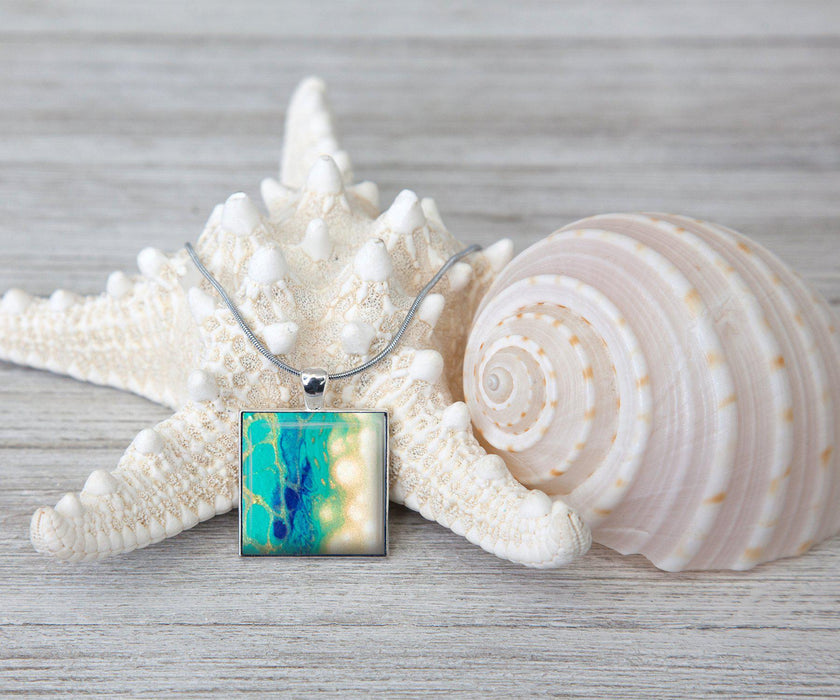 Seaside Glow Square Necklace | Beach Jewelry