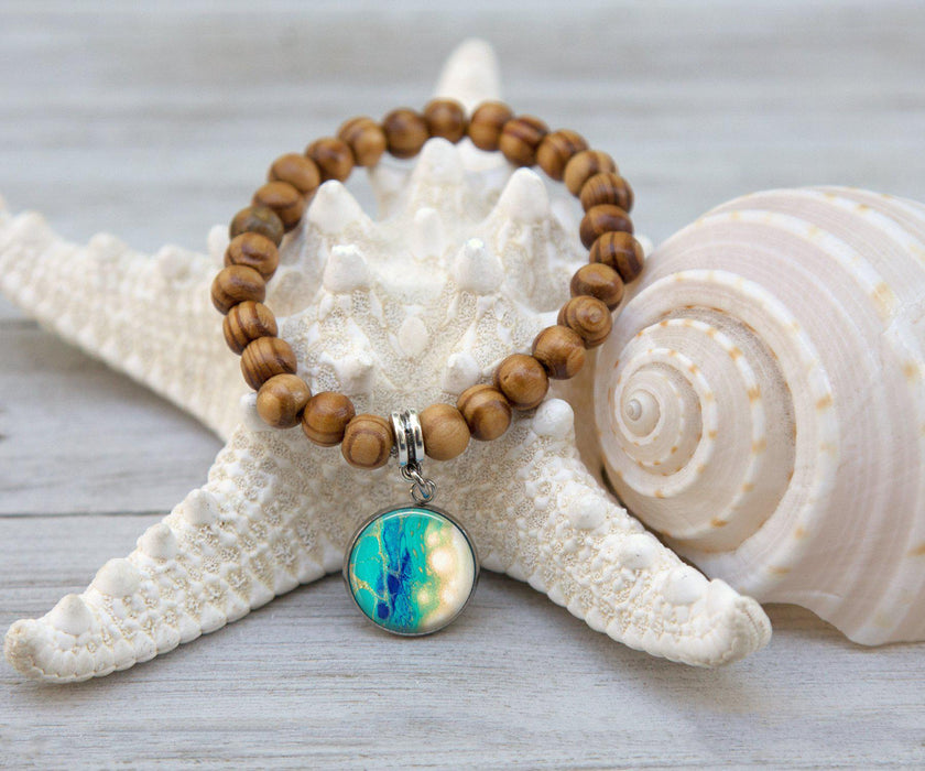 Seaside Glow Wooden Beaded Bracelet | Handmade Beach Jewelry