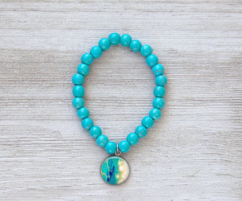 Seaside Glow Turquoise Beaded Bracelet | Handmade Beach Jewelry