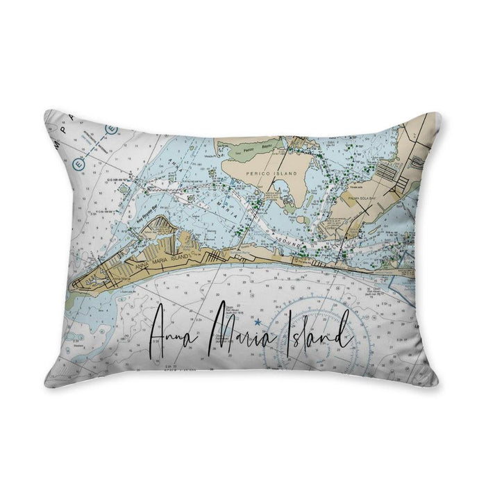 Anna Maria Island Nautical Map Rectangular Throw Pillow