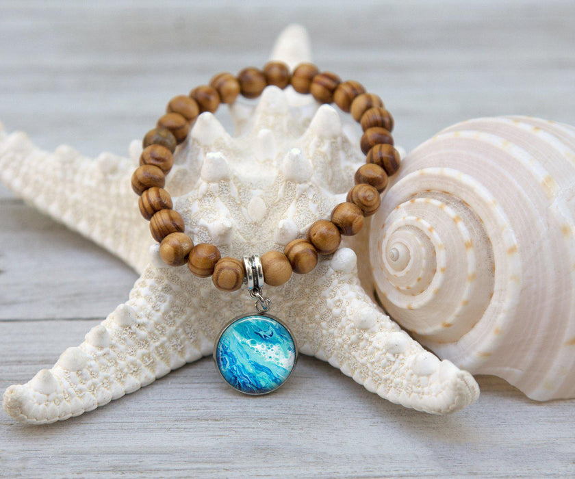 Coastal Breeze Wooden Beaded Bracelet | Handmade Beach Jewelry