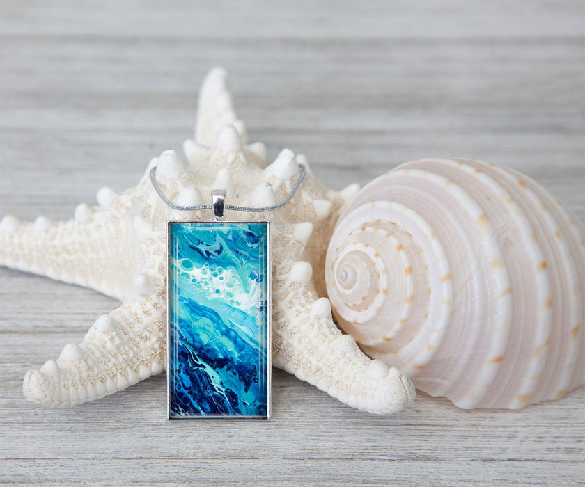 Coastal Breeze Rectangle Necklace | Handmade Beach Jewelry