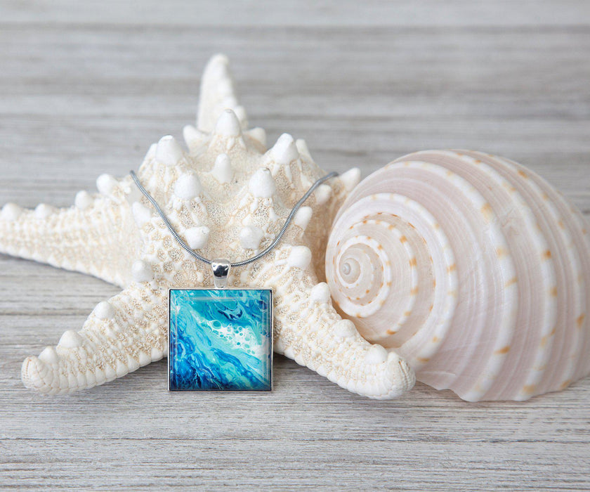 Coastal Breeze Square Necklace | Beach Jewelry | Handmade