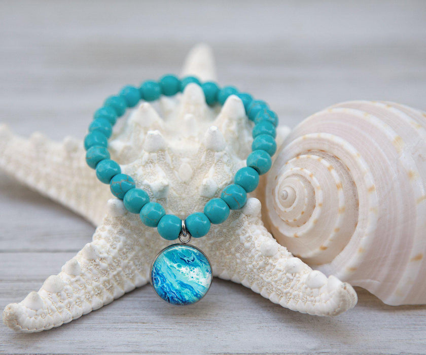 Coastal Breeze Turquoise Beaded Bracelet | Handmade Beach Jewelry