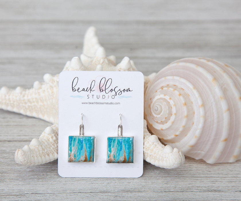 Sea Dreams Square Dangle Earrings | Handmade Earrings | Beach Jewelry