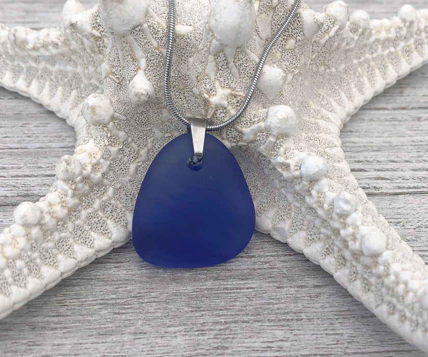 Cobalt Sea Glass Necklace | Beach Jewelry