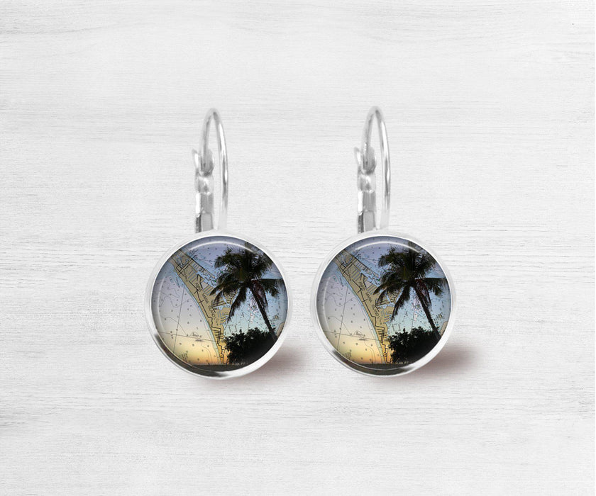 AMI Palm Tree Map Large Dangle Earrings | Beach Jewelry | Handmade