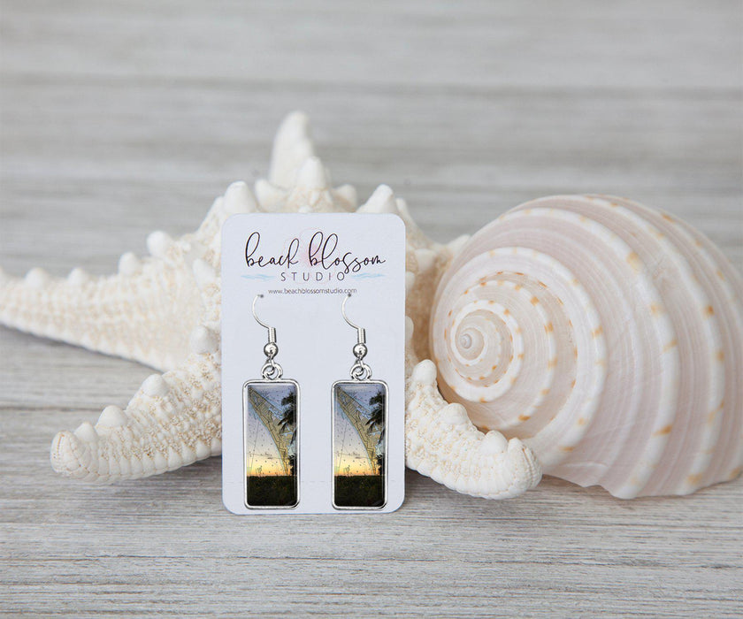 AMI Palm Tree Map Rectangle Earrings | Handmade Earrings
