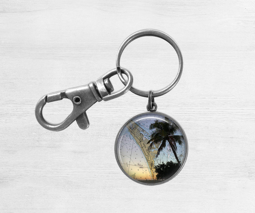 AMI Palm Tree Map Keychain | Beach Keychain | Handmade