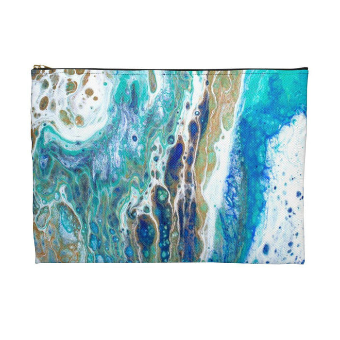 Siesta Key Watercolor Map Accessory Pouch with Sapphire Shores Back