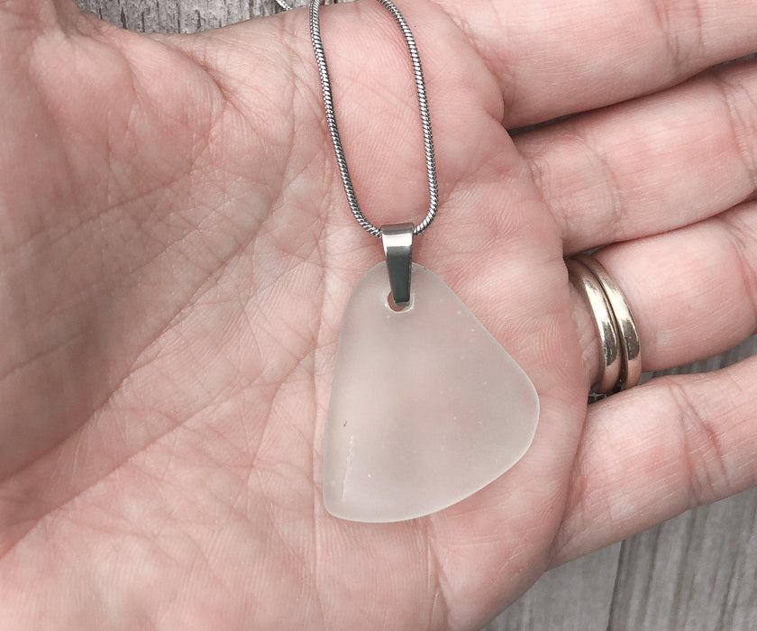 Seafoam Glass Triangle Necklace | Beach Jewelry
