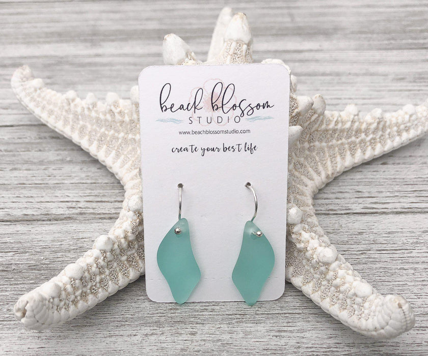 Seafoam Sea Glass Wave Earrings | Beach Jewelry