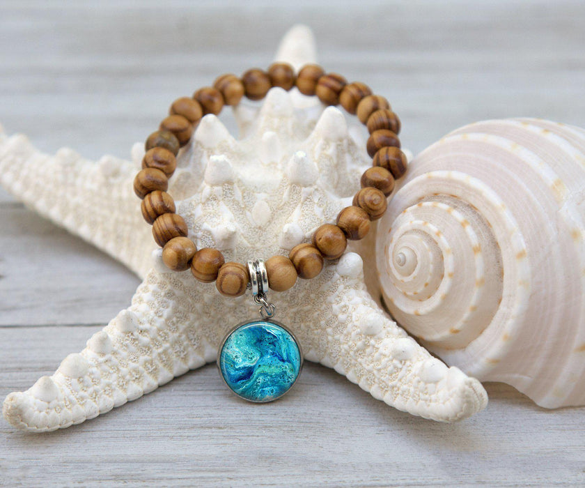 Deep Serenity Wooden Beaded Bracelet | Handmade Beach Jewelry