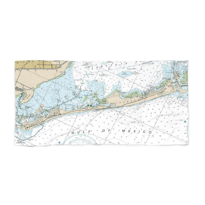 Longboat Key Nautical Map Beach Towel