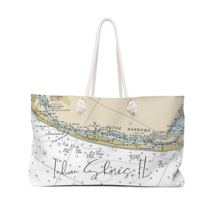 Indian Shores FL Nautical Map Weekender Bag with Tranquil Waters Back
