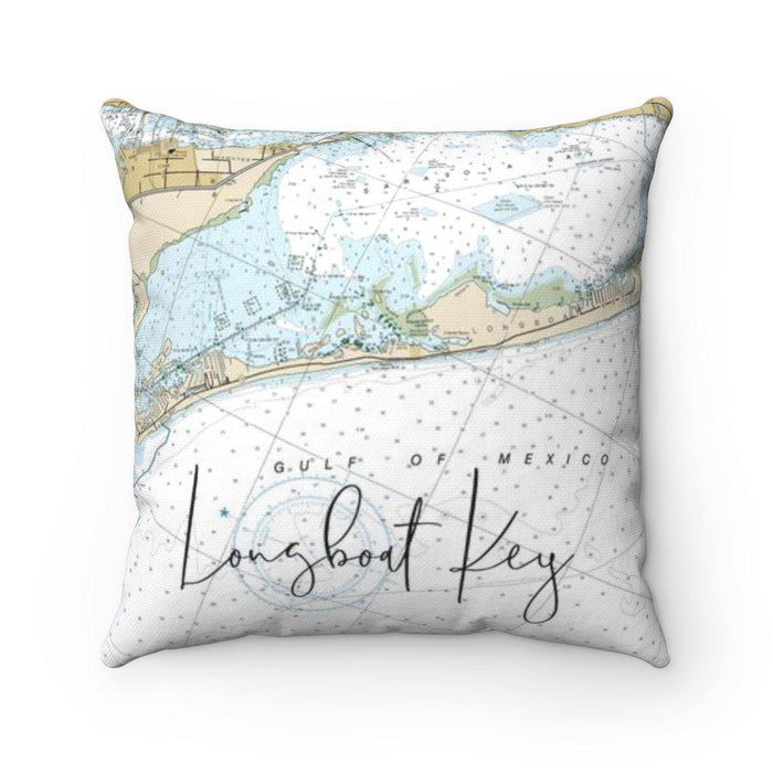Longboat Key Nautical Map Pillow with Sapphire Shores Back