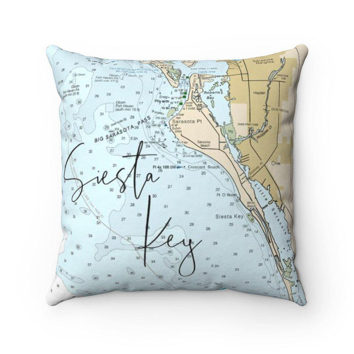 Siesta Key Nautical Map Pillow with Tranquil Waters Back
