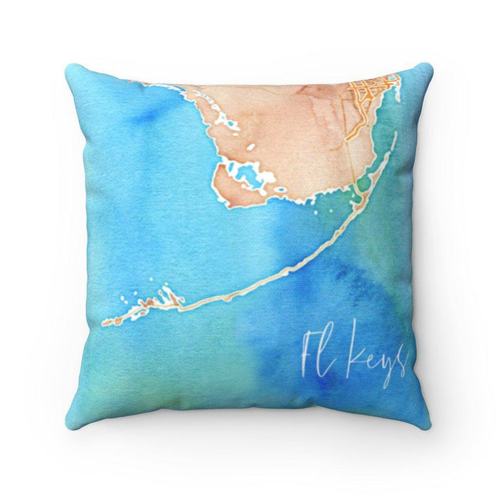 FL Keys Watercolor Map Pillow Case