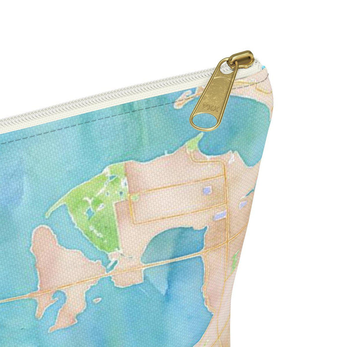 Anna Maria Island Watercolor Map Accessory Pouch w T-bottom with Tranquil Waters Back