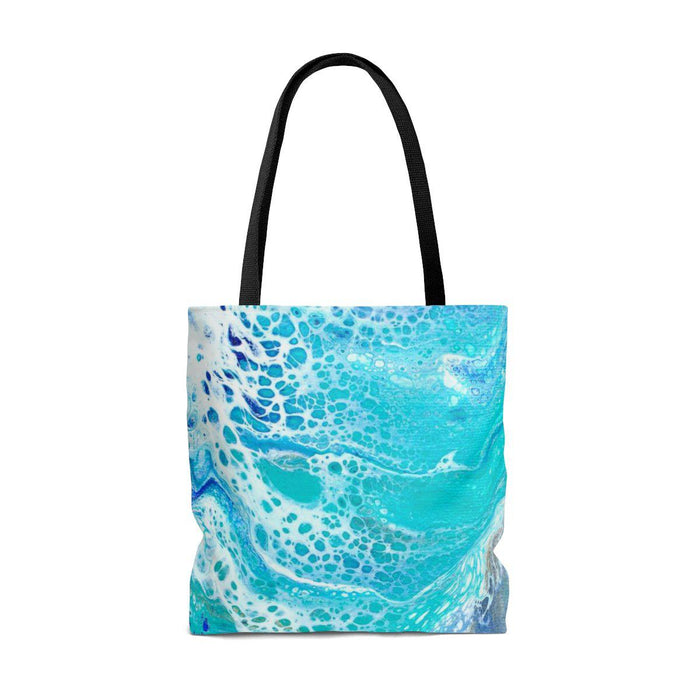 Longboat Key Watercolor Map Tote with Teal Waves Back