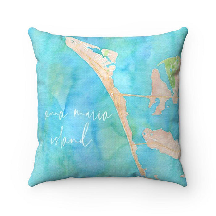 Anna Maria Island Watercolor Map Pillow Cover