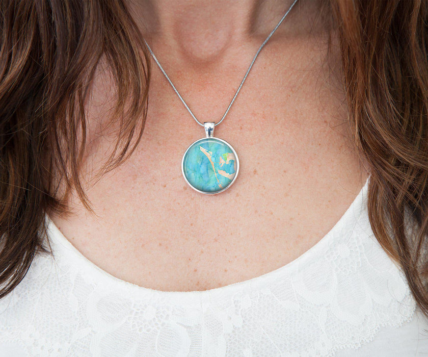 Anna Maria Island Watercolor Circle Necklace | Handmade Jewelry