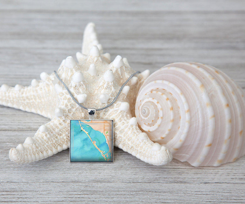 Longboat Key Watercolor Square Necklace