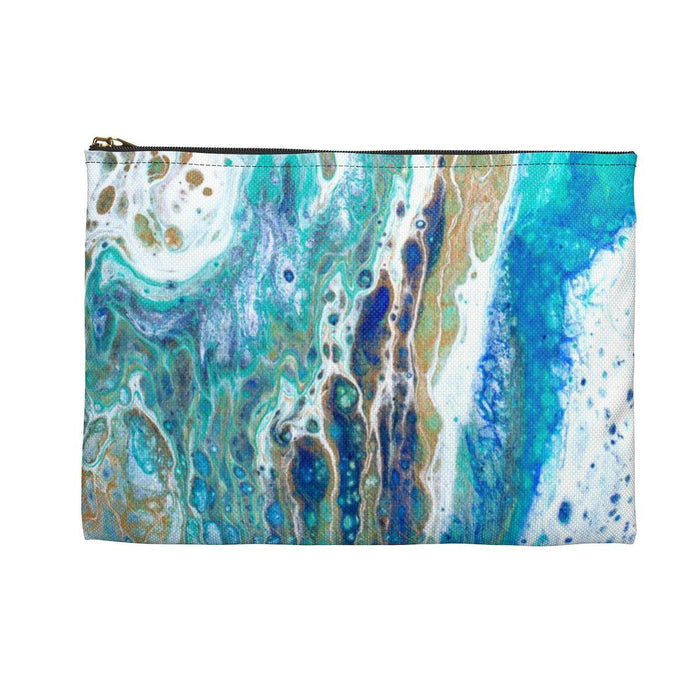 Savannah GA Watercolor Map Accessory Pouch with Sapphire Shores Back